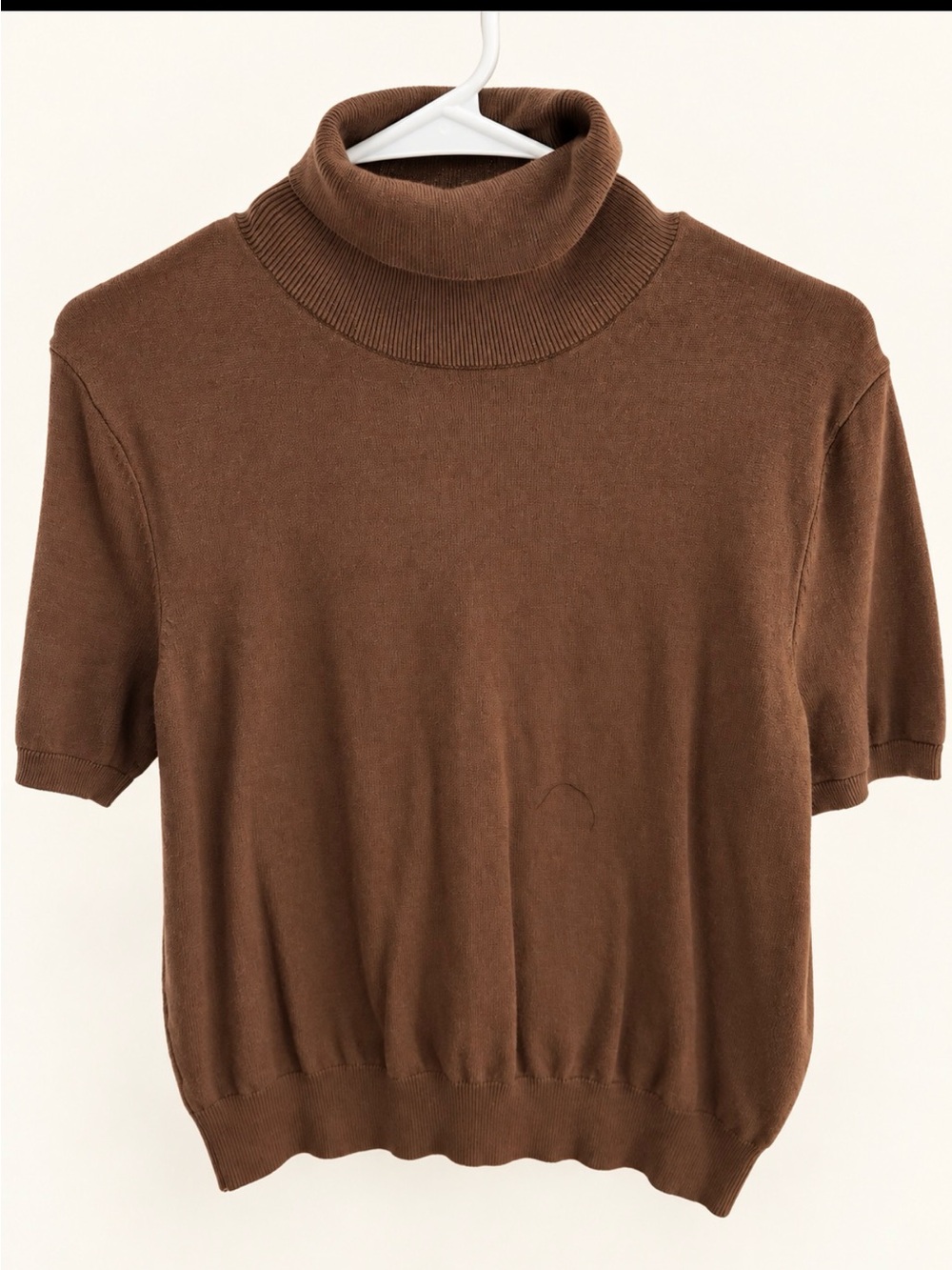 NWOT Brown Turtleneck Short Sleeve Sweater